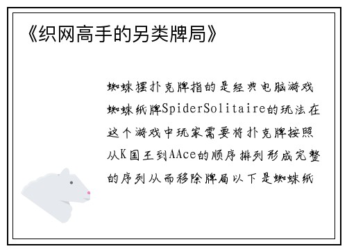 《织网高手的另类牌局》